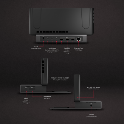 Brydge ProDock Duo - Vertical Dual-Display Thunderbolt 4 Dock for MacBook